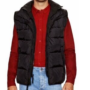 S13/NYC Mens Down Puffer Vest Black Quilted Full Zip Sleeveless Jacket XL